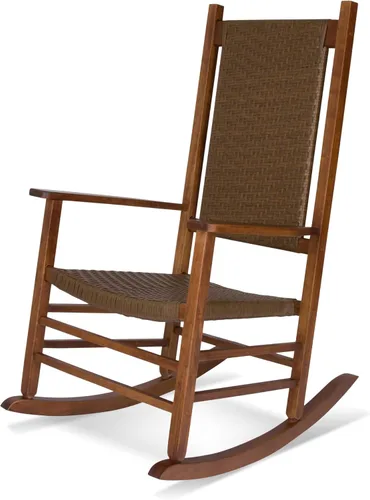 Miniatura 15 de Silla mecedora de madera moderna de Shine Company, balancín de porche ergonómico de asiento ancho, color negro