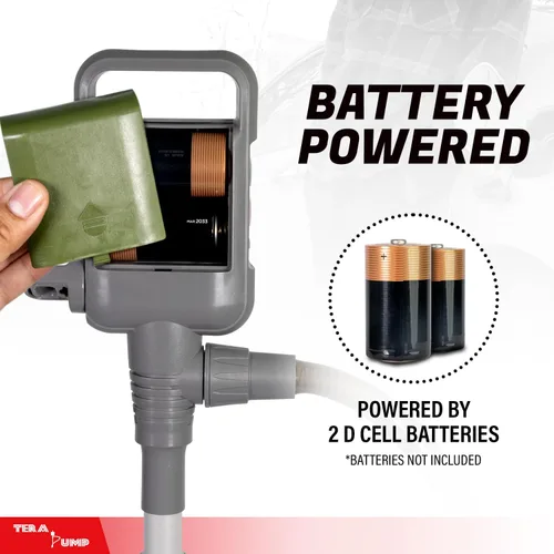 Miniatura 2 de TERA PUMP Bomba de transferencia de combustible portátil TRCDM de 2ª generación con boquilla de control de flujo (2.6 galones/minuto), tubo
