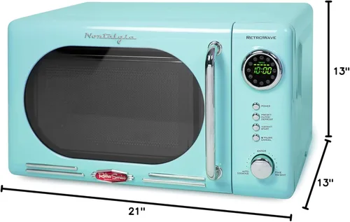 Miniatura 8 de Nostalgia Horno microondas retro compacto para encimera, 0.7 pies cúbicos, 700 vatios con pantalla digital LED y tostadora ancha retro de 2
