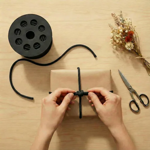 Miniatura 3 de Cuerda trenzada de poliéster negro de 0.157 in – Cuerda de macramé de 30 yardas para hacer joyas, bolsa de manualidades, canasta, cojín, cuerda