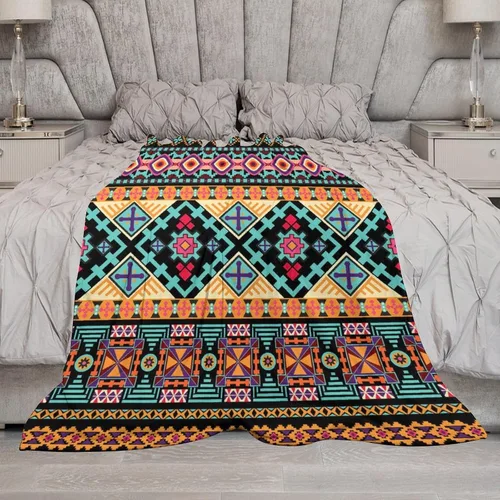 Miniatura 5 de Manta azteca tribal del suroeste, manta de franela súper suave para cama y sofá (franela de 10.32 oz/m²), 50 x 70 pulgadas