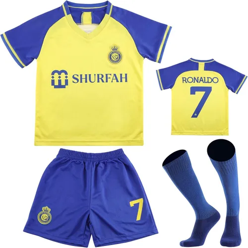 MYLIPO #7 Camiseta de fútbol para niños, conjunto de fútbol juvenil, calcetines deportivos a juego para proteger los pies, adecuado para niños