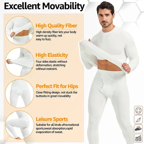 Miniatura 5 de UNIQUEBLLA - Conjunto de ropa interior térmica para hombre, capa base térmica, parte inferior para clima frío