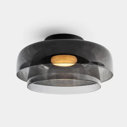 Jowjut Luces de Techo de Montaje al Ras 1-Luz Cristal Gris Luces de Montaje al Ras 2-Capas Pantalla Mediados del Siglo Isla de Cocina Lámparas de