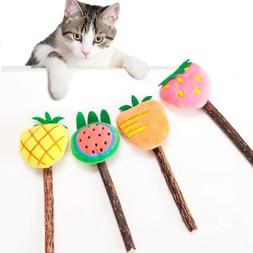 Juguetes masticables para gatos, paquete de 4, palos de vid plateada y juguetes orgánicos de hierba gatera para gatos de interior, juguetes
