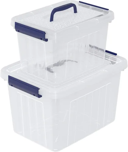 Miniatura 11 de Ggbin Caja de almacenamiento de plástico transparente con asa, contenedor de almacenamiento de 6 cuartos de galón y tapa de 12 cuartos de galón, 2