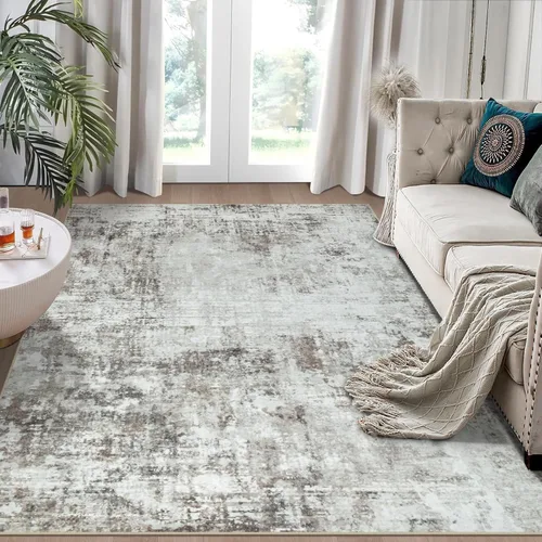 Miniatura 29 de Alfombra lavable de 4 x 6 pies para sala de estar, alfombra grande moderna para comedor y dormitorio, antideslizante, pelo bajo, 4 x 6 pulgadas
