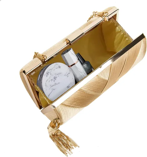 Miniatura 8 de Elegante bolso de mano de seda con colgante de borla para mujer, para novia, boda, graduación, fiesta de noche