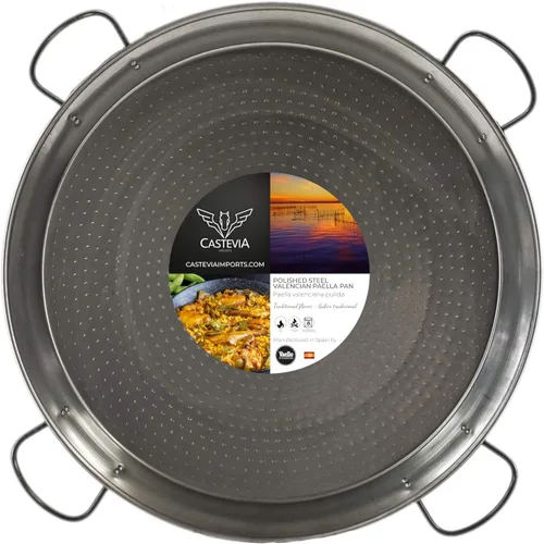 Miniatura 3 de Paellera valenciana de acero pulido 15 pulgadas (15.0 in) 8 porciones
