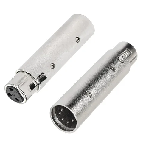 MEIRIYFA XLR - Adaptador macho de 3 pines hembra a XLR de 5 pines, cambiador de género, adaptador de aluminio anodizado con botón de liberación de