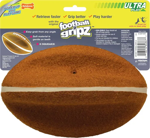Miniatura 11 de Nylabone Power Play - Juguete de fieltro de fieltro Gripz Fetch, bola chirriante, juguete masticable para perros, grande (1 unidad)