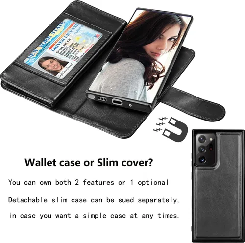 Miniatura 4 de Njjex Funda para Galaxy Note 20 Ultra (2020), para Samsung Note 20 Ultra 5G, [9 ranuras para tarjetas] Funda de piel sintética para crédito