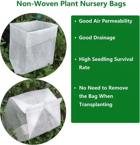 Miniatura 7 de Belit 50 Piezas Bolsas de Vivero No Tejidas, Macetas Contenedoras de Plántulas para Vegetales, Flores, Cultivo de Plantas (9.1"x9.3")
