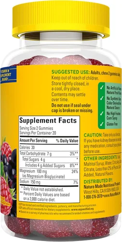 Miniatura 10 de Nature Made Gomitas de glicinato de magnesio de alta absorción 100 mg por porción, soporte muscular, nervio, hueso y corazón, suplemento