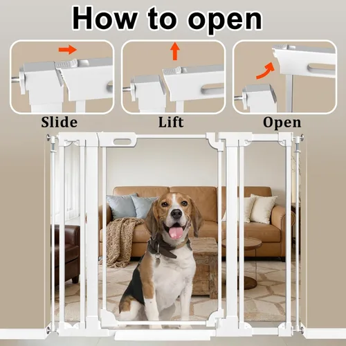 Miniatura 5 de WAOWAO Puerta de acrílico transparente extra alta de 40 pulgadas para bebés y niños con doble cerradura, 29.5-37.37 pulgadas de ancho, puerta