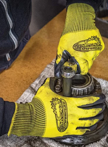 Miniatura 3 de Ironclad OCTANE Turbo - Paquete de diez guantes de trabajo con revestimiento de nitrilo (10 pares), talla L (R-TRB10-04-L) amarillo