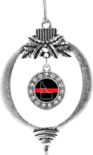 Miniatura 99 de Inspired Silver - Bonita bandera estadounidense - Adorno de Navidad plateado - Adorno de árbol de Navidad con dije circular con circonita cúbica