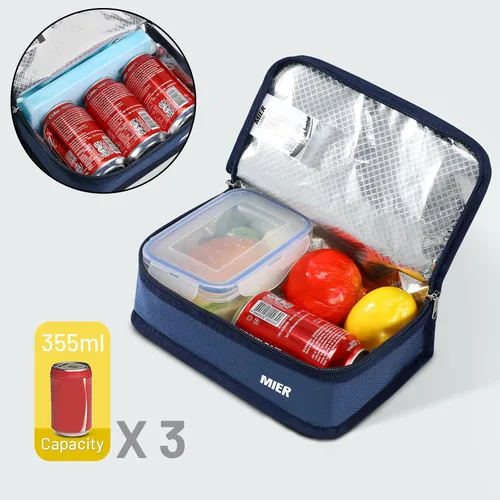 Miniatura 2 de MIER Lonchera pequeña para niños y adultos, compacta con aislamiento, mini hielera térmica portátil para viajes de trabajo, escuela, color azul Azul