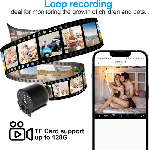 Miniatura 6 de Spy Cámara de seguridad remota inalámbrica WiFi para teléfono celular, 1080P HD para oficina en casa, cámara de niñera, cochecito