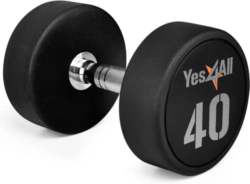 Miniatura 6 de Yes4All Mancuerna de uretano con mango moleteado antideslizante de 5 a 50 libras para construcción muscular, se vende individualmente