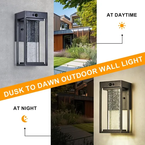 Miniatura 4 de Luz de Pared Solar para Exterior con Sensor de Movimiento de 3 Modos, Sconce Exterior de Cristal con Luz LED de 4000K 250LM para Puerta Frontal