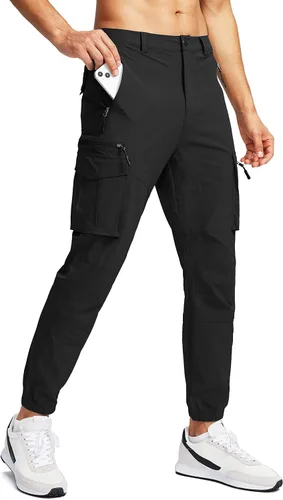 Pinkbomb Pantalones cargo de senderismo para hombre con 7 bolsillos, ajustados, elásticos, para trabajo, viajes, golf, pantalones deportivos para