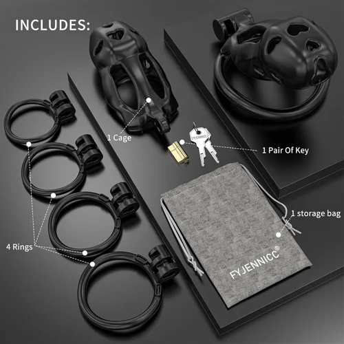 Miniatura 6 de Love 1.0 - Jaula de castidad – Dispositivo de castidad masculina de resina ligera con bloqueo invisible, equipo de bondage para hombres, diseño