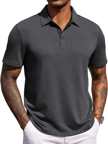 Miniatura 9 de COOFANDY Camisas polo de manga corta para hombre, estilo casual, de verano, cuello clásico, para golf