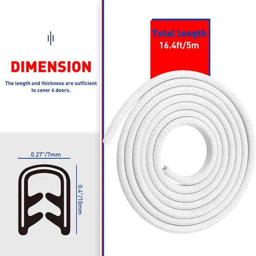 Miniatura 5 de Protectores de borde de puerta de automóvil, protector de sello de goma en forma de U, borde de puerta, protección para la mayoría de los Blanco