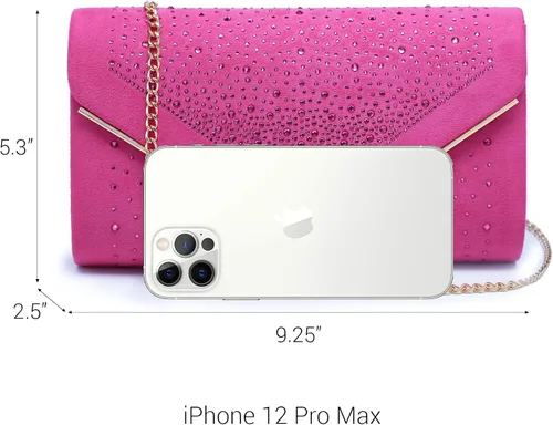 Miniatura 3 de Dasein Bolso de noche con diamantes de imitación para mujer, clutch de ante sintético, bolsos brillantes para fiestas formales, cóctel, boda, cartera