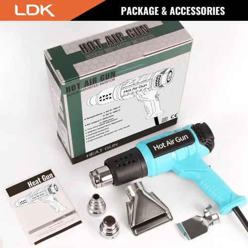 Miniatura 6 de LDK Pistola de calor, pistola de calefacción de control de temperatura variable de 140 °F a 1100 °F, kit de pistola de aire caliente resistente