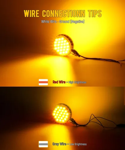 Miniatura 3 de Partsam 2 luces redondas de doble cara ámbar de 48 LED para guardabarros de pedestal trasero, luces de estacionamiento para montaje en poste, luces