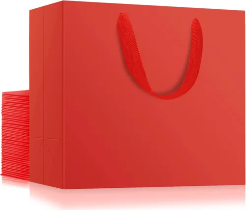 Miniatura 34 de EUSOAR Bolsas de papel de estraza para regalo, paquete de 12 bolsas de papel kraft de 10.6 x 3.1 x 8.3 pulgadas con asas, bolsas resistentes