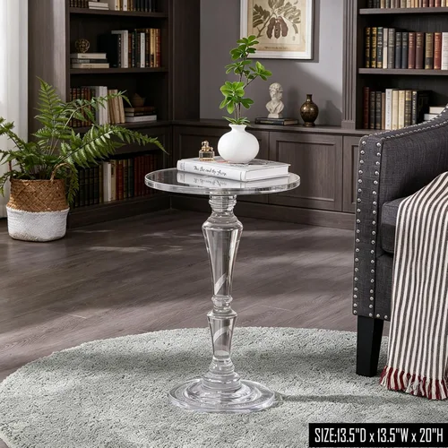 Miniatura 2 de Mesa auxiliar de acrílico para muebles, mesa auxiliar de acrílico para beber alimentos, mesas pequeñas y modernas transparentes para sala de estar