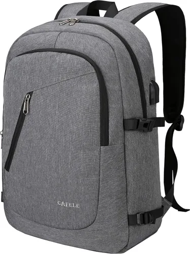 Miniatura 14 de Mochila para laptop, mochila de transporte, duradera y amigable con la TSA para viajes de negocios de 17.3 pulgadas con puerto USB, mochila escolar