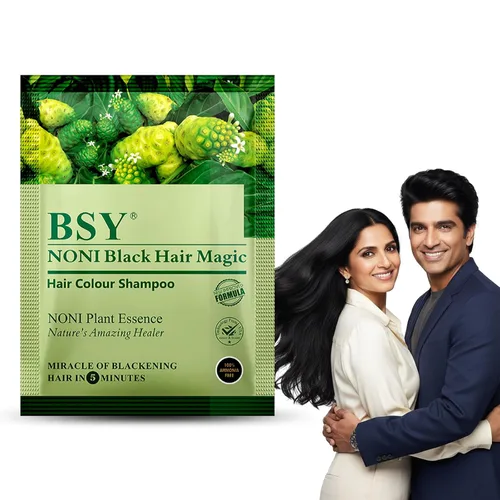 Miniatura 11 de BSY Noni Black Hair Magic Hair - Champú de color para el cabello (0.4 fl oz x 6 bolsitas) Tinte permanente natural sin amoníaco para hombres