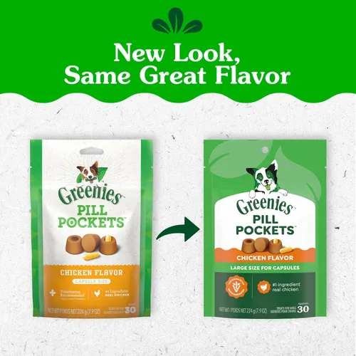 Miniatura 2 de Greenies Pill Pockets para Perros de Tamaño Grande, Golosinas Suaves para Perros, Sabor a Pollo, Bolsa de 7.9 oz. (30 Golosinas)