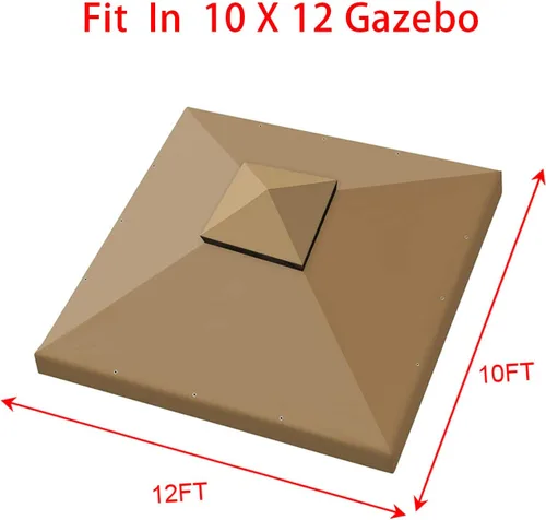 Miniatura 2 de Hugline Toldo de repuesto para exteriores, cubierta de techo de doble nivel para cenador Lowe's Allen Roth de 10 x 12 pies, #GF-12S004B-1 (Caqui)
