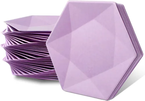 Miniatura 15 de Paquete de 30 platos de papel desechables de 8 pulgadas, platos de papel hexagonal azul, platos de postre 100% biodegradables para bodas
