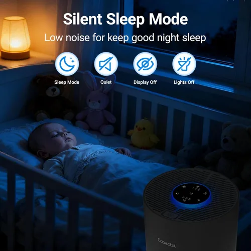 Miniatura 5 de Purificadores de aire para dormitorio y hogar, limpiador de aire Cobectal con filtro H14 True HEPA 3 en 1 para habitación de hasta 1050 pies Negro-1