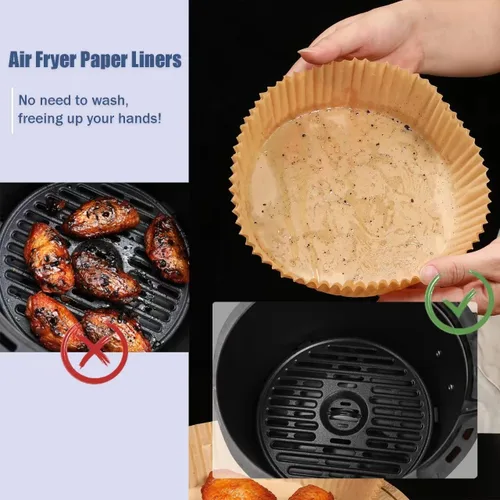Miniatura 3 de 6.5 pulgadas redondas 100 piezas de forros de papel desechables para freidora de aire Non-Stick Oil-proof Resistant Airfryer Parchment Paper
