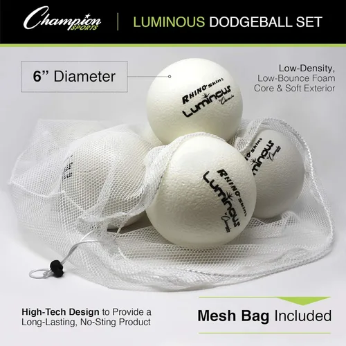 Miniatura 4 de Champion Sports Rhino Skin Luminous Dodgeball Set Luminoso (brilla en la oscuridad)