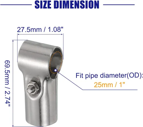 Miniatura 2 de uxcell Conector de abrazadera de tubo en T, 2 piezas, conector de tubería estructural, abrazadera de valla de enlace de cadena de acero inoxidable