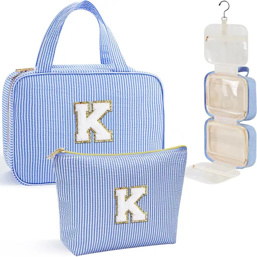 Miniatura 9 de YOOLIFE Regalos de cumpleaños para mujeres adolescentes, neceser colgante con inicial para mujeres, adolescentes y niñas, bolsa de aseo de viaje