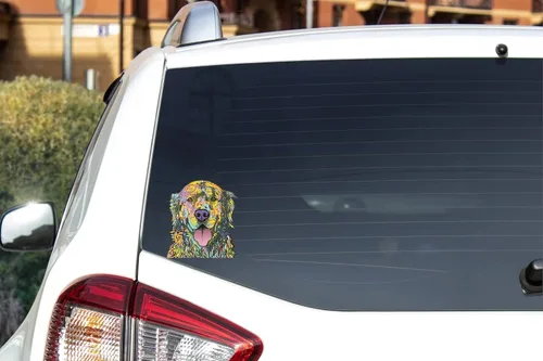 Miniatura 6 de Calcomanías de vinilo para auto con el texto "Enjoy It Dean Russo", Golden Retriever, Dorado