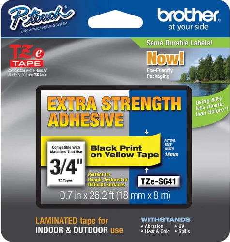 Miniatura 23 de Brother Cinta de etiquetas P-Touch TZe negra con impresión en azul (TZe541), laminada, 3/4 pulgadas x 26.2 pies (0.709 in x 26.2 ft)