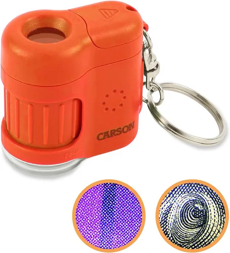 Miniatura 9 de Carson MicroMini 20x Microscopio de bolsillo para adultos, linterna UV y LED, azul (MM-280B)