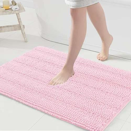 Miniatura 82 de Grandaily Alfombras de baño de felpilla a rayas de 24 x 16 pulgadas, extra gruesas y suaves, absorbentes, parte trasera de goma, alfombra de ducha