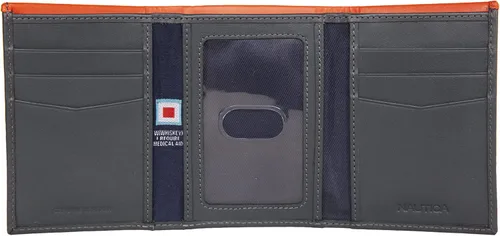 Miniatura 65 de Nautica Men's Trifold Wallet RFID Blocking Protection ID Window Card Slots Genuine Leather Durable