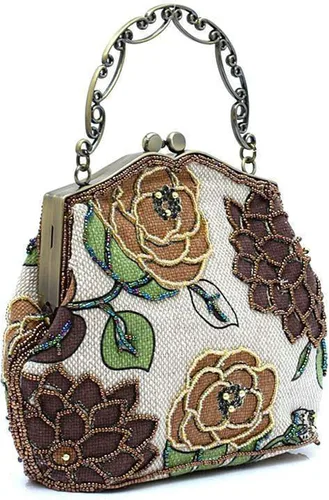 Miniatura 2 de ilishop Bolso de noche con cuentas y estampado vintage de lujo para mujer